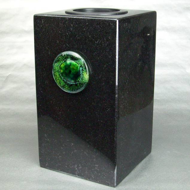 Grabvase "Cube" mit Glasornament Grabvase "Cube" mit Glasornament