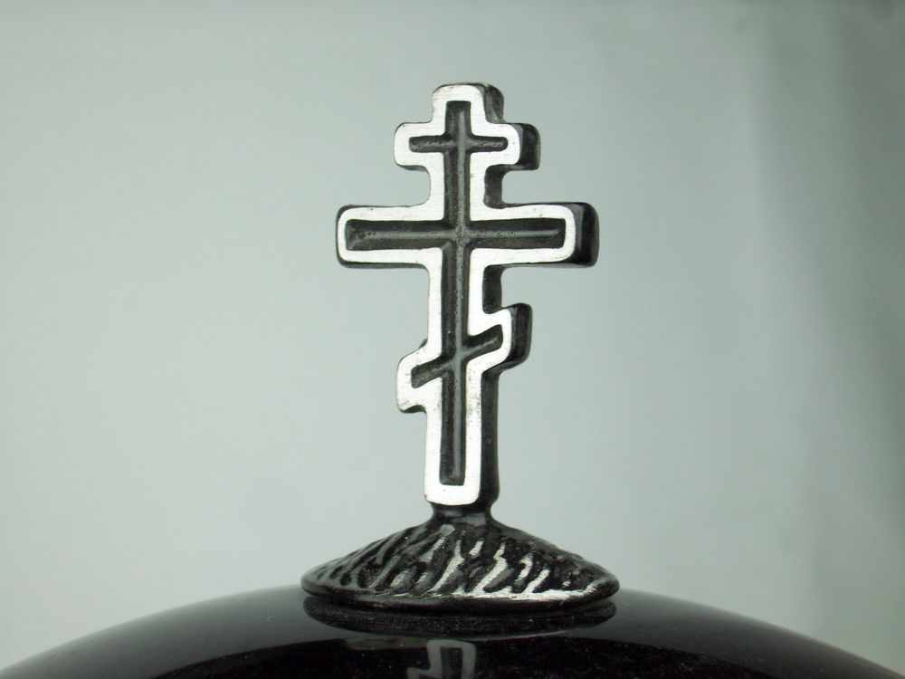 Grablampe "Alu" mit Granit mit orthodoxem Kreuz
