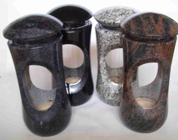 Grabschmuckset designgrab Design small Grablampe mit Vase und 2 Stück Sockel aus Granit Viscont 