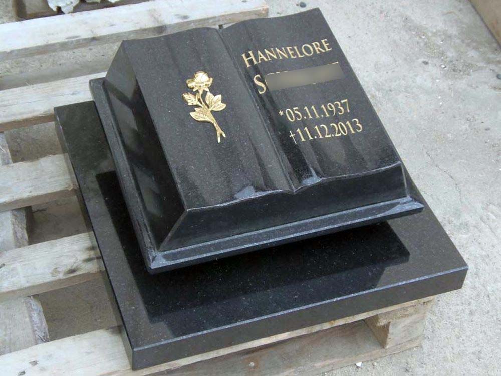 grave stone "open book on plate"